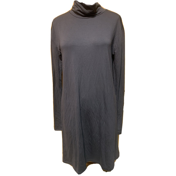 Ann Taylor LOFT Turtleneck Dress Womens Medium Gray Long Sleeve Knit Dress - Picture 3 of 6